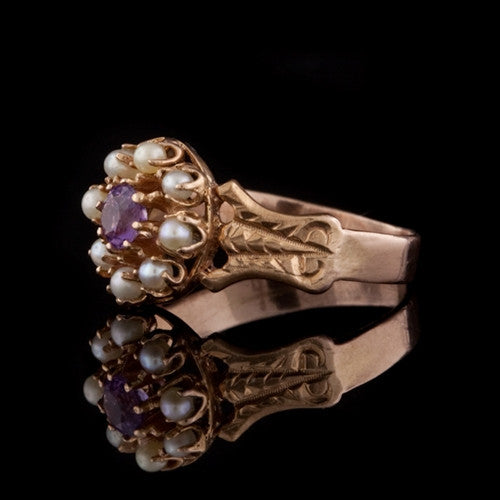 Amethyst & Pearl 14KT Ring