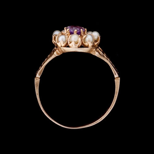 Amethyst & Pearl 14KT Ring