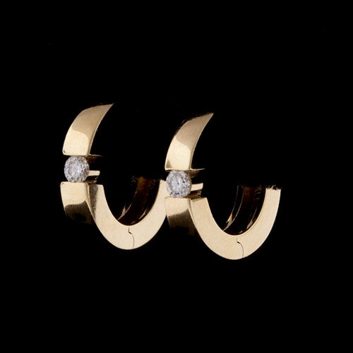 18KT Diamond Huggie Hoop Earrings