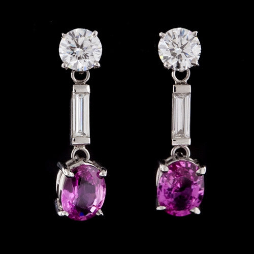 Pink Sapphire & Diamond Dangle Earrings