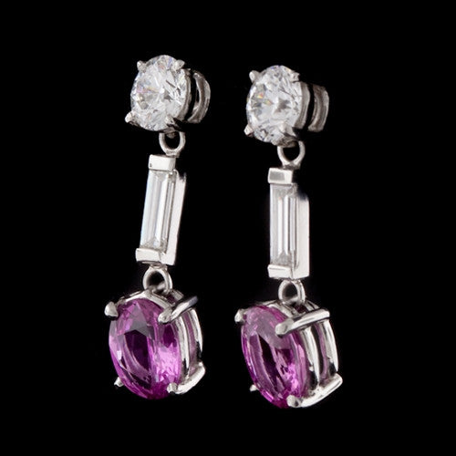 Pink Sapphire & Diamond Dangle Earrings