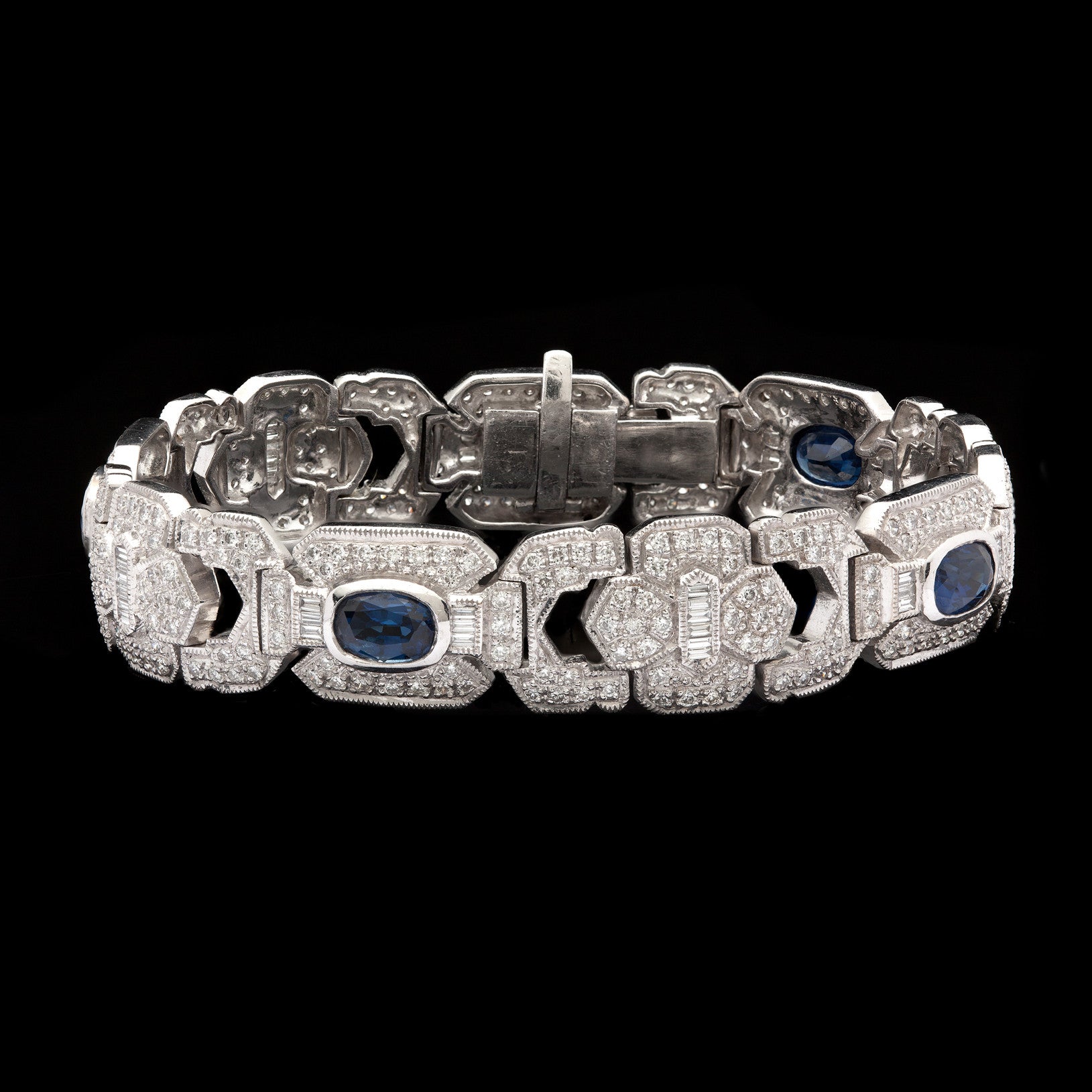 Sapphire Diamond Estate Link Bracelet 66mint Fine Estate Jewelry