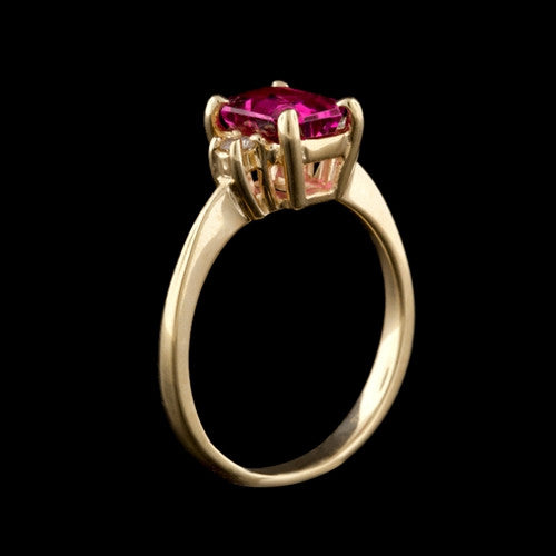 Rubelite & Diamond 14Kt Ring
