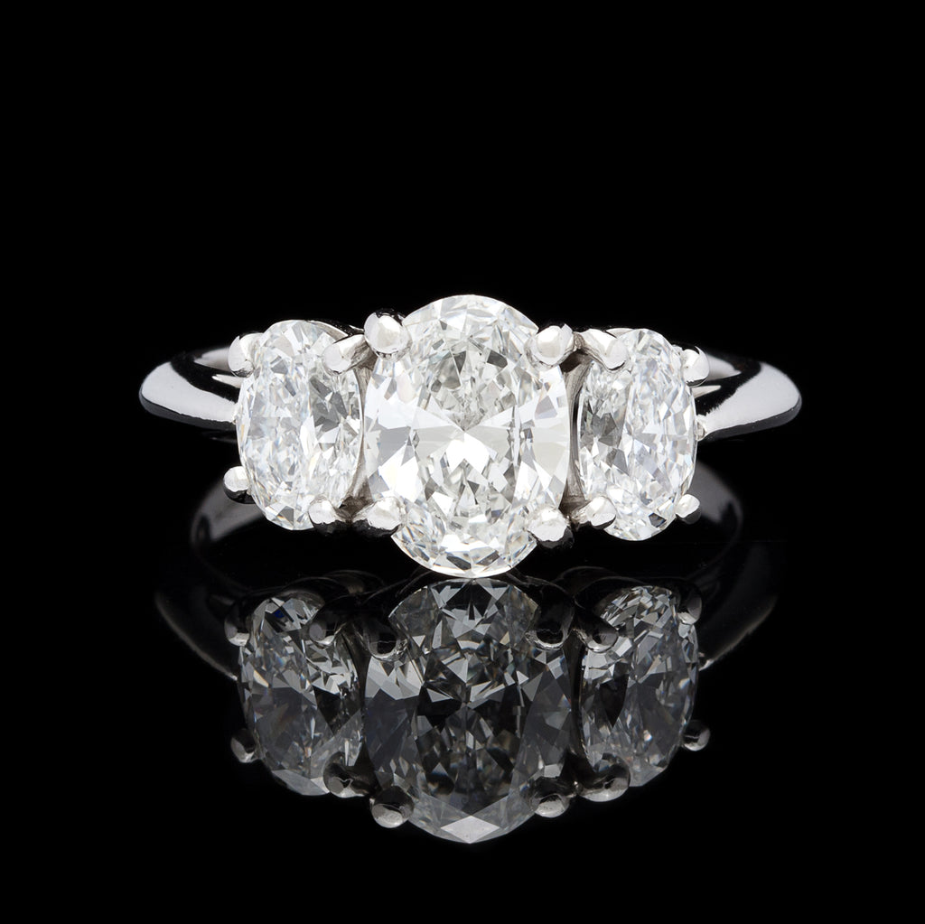 Tiffany & Co. 2.45 Carat Total Weight Oval Shape Diamond Ring