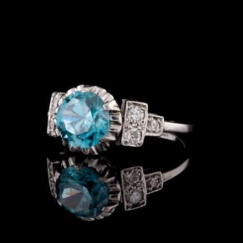 1ct Zircon & Diamond Platinum Ring