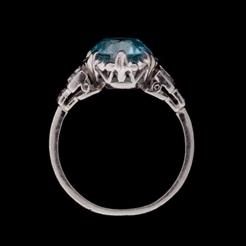 1ct Zircon & Diamond Platinum Ring