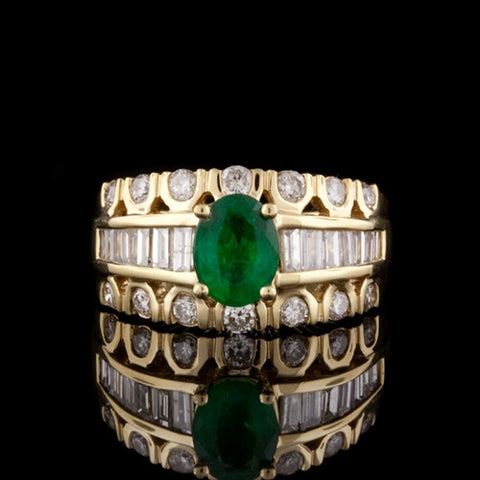 1.10ct Emerald & Diamond 18KT Ring
