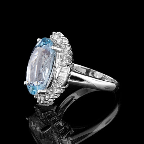 7ct Aquamarine & Diamond 18KT Ring