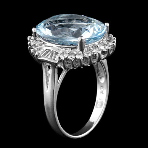 7ct Aquamarine & Diamond 18KT Ring