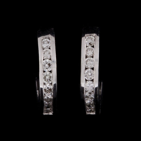 14KT Diamond Huggie Hoop Earrings