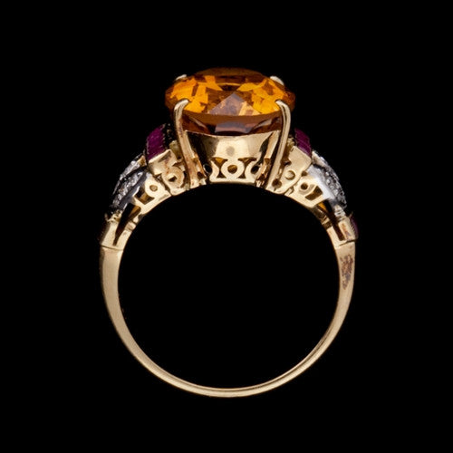Oval Topaz, Ruby & Diamond Ring