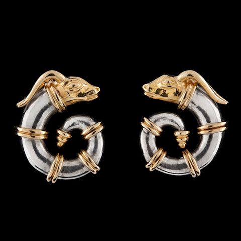 18KT & Sterling Silver Ram's Head Earrings