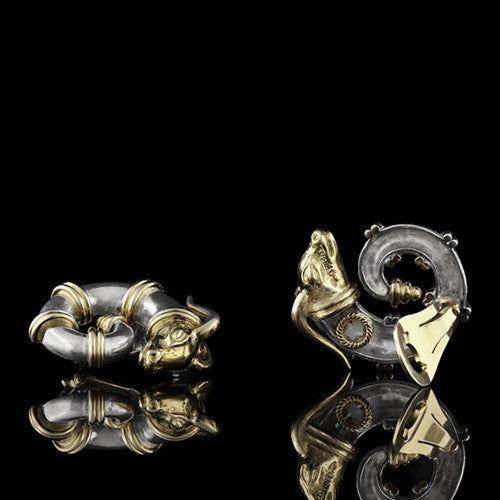 18KT & Sterling Silver Ram's Head Earrings