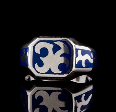 John Hardy Sterling Dayak Blue Enamel Ring