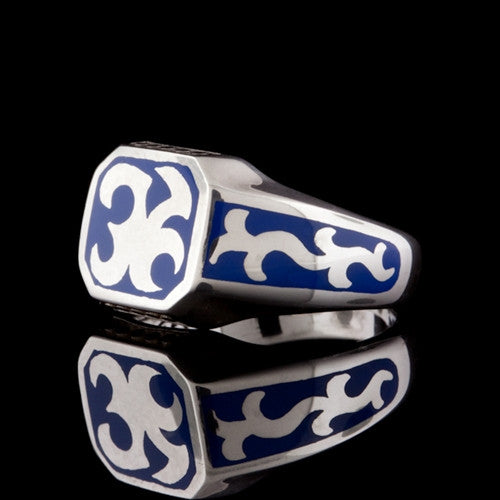 John Hardy Sterling Dayak Blue Enamel Ring