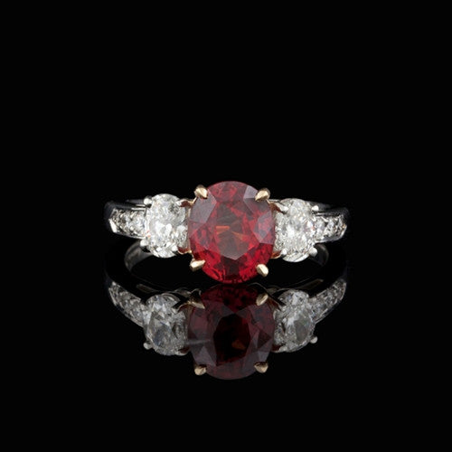 Red Sapphire & Diamond Platinum Ring