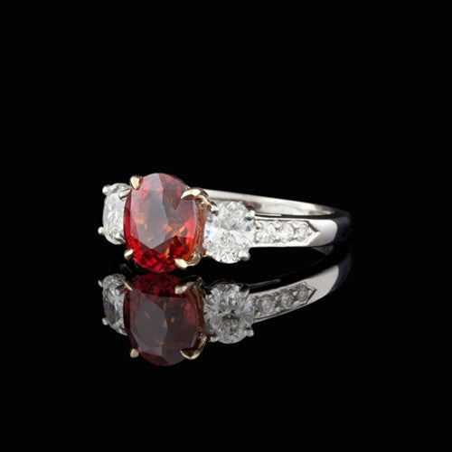 Red Sapphire & Diamond Platinum Ring