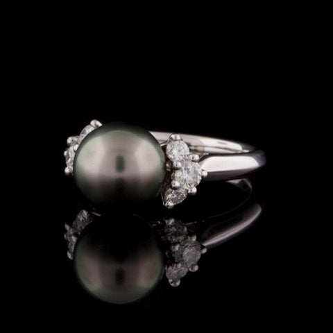 Mikimoto Black Pearl & Diamond Ring