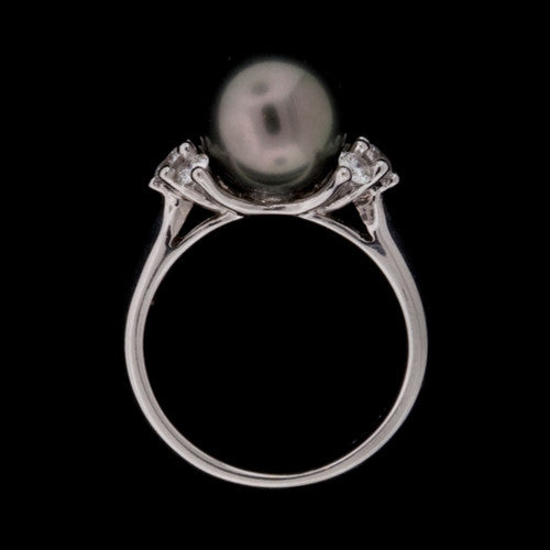 Mikimoto Black Pearl & Diamond Ring