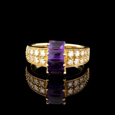 18Kt Amethyst & Diamond Ring