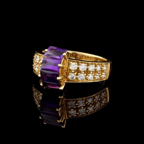 18Kt Amethyst & Diamond Ring