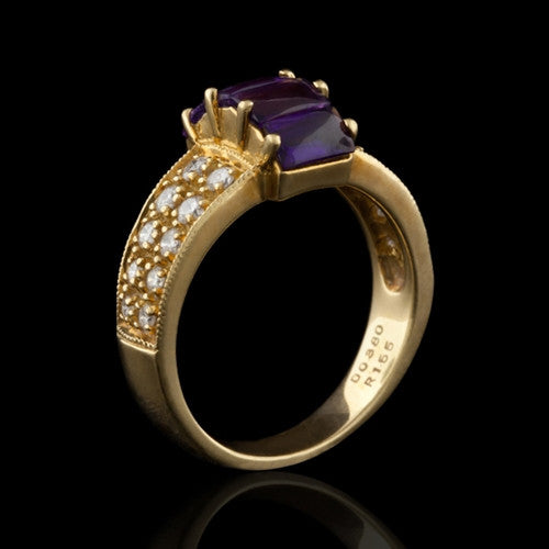 18Kt Amethyst & Diamond Ring