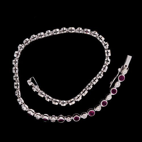 Bezel Set Ruby & Diamond Bracelet