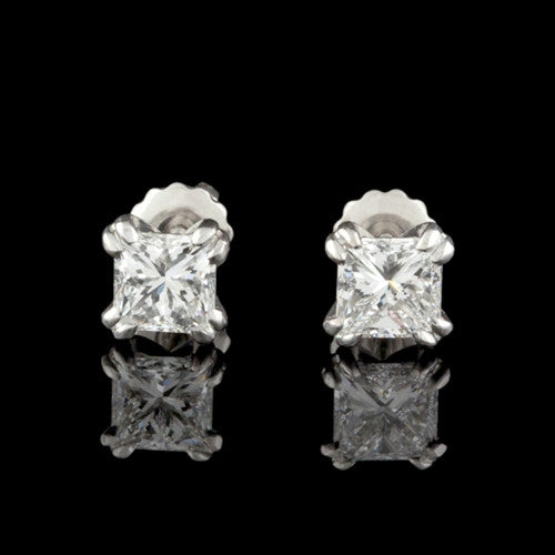 2.03ct tw Princess Cut Diamond Studs
