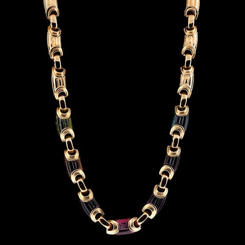 Multi-Colored Stone 18KT Necklace