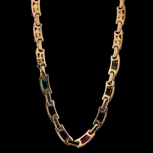Multi-Colored Stone 18KT Necklace