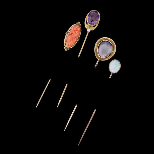 Antique 14Kt Mixed Stone Stick Pins