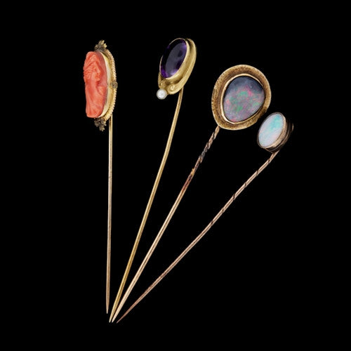 Antique 14Kt Mixed Stone Stick Pins