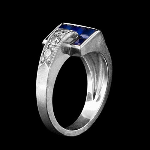 Deco Sapphire & Diamond Buckle Ring