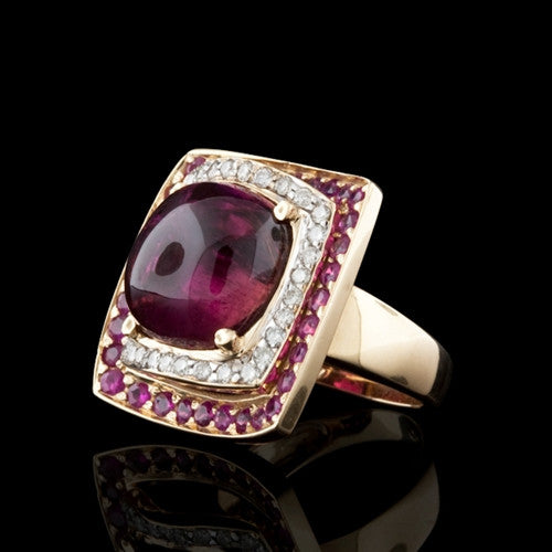 Rubelite, Ruby & Diamond Cocktail Ring