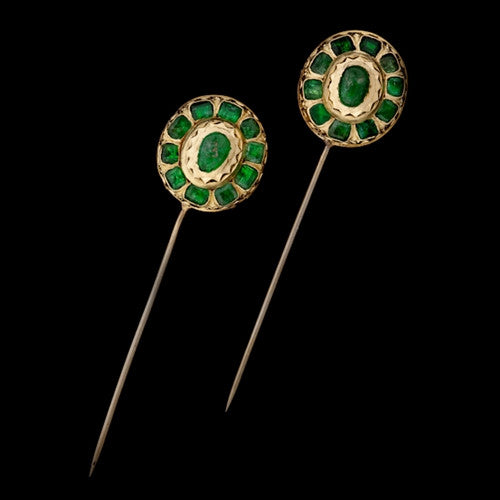 Vintage 22/18KT Emerald Stick Pins