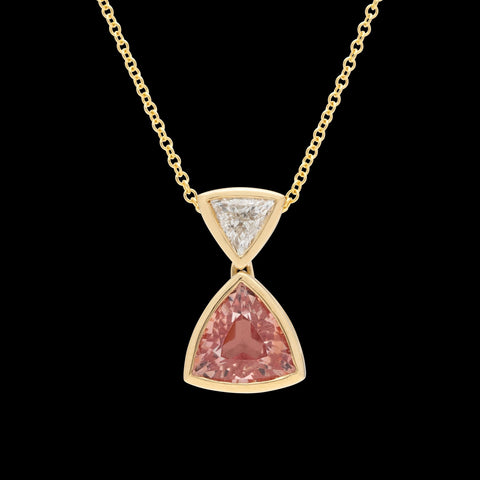 GIA No Heat 1.70-cts Pinkish Orange Sapphire Diamond Necklace