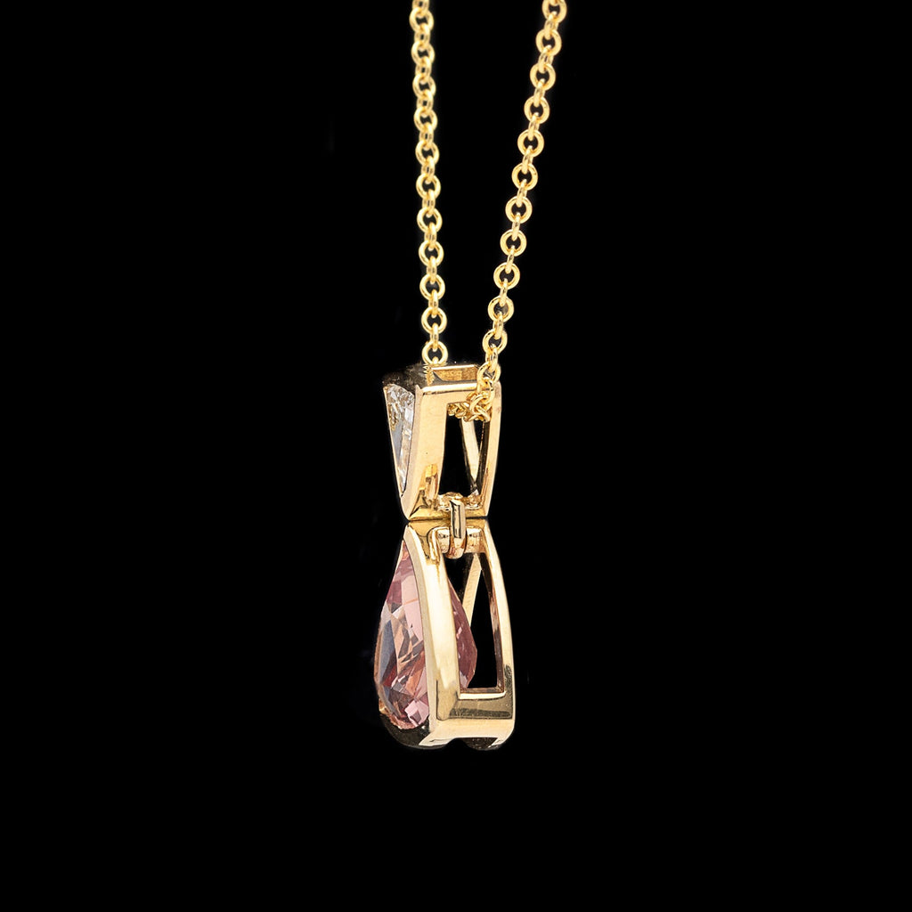 GIA No Heat 1.70-cts Pinkish Orange Sapphire Diamond Necklace