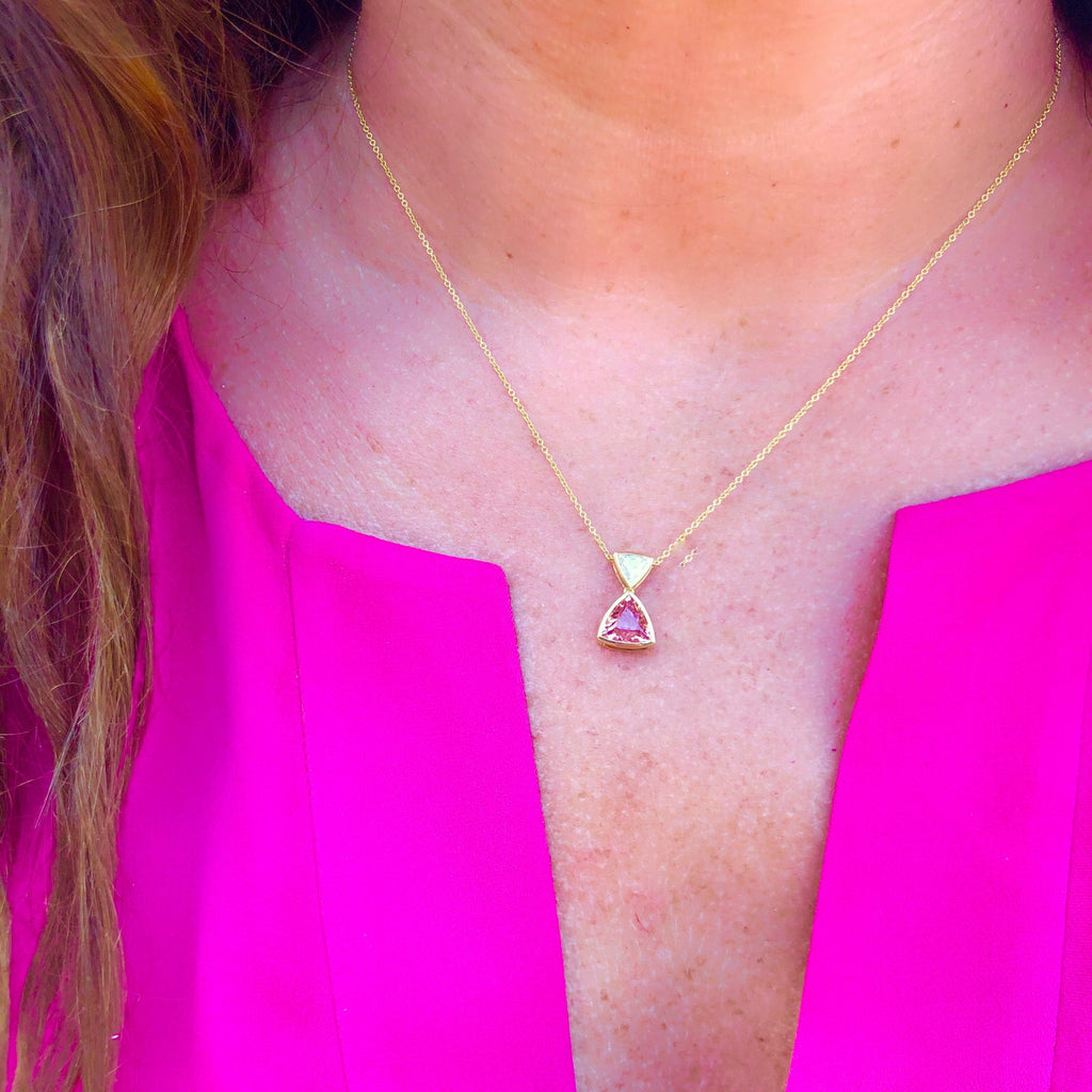 GIA No Heat 1.70-cts Pinkish Orange Sapphire Diamond Necklace