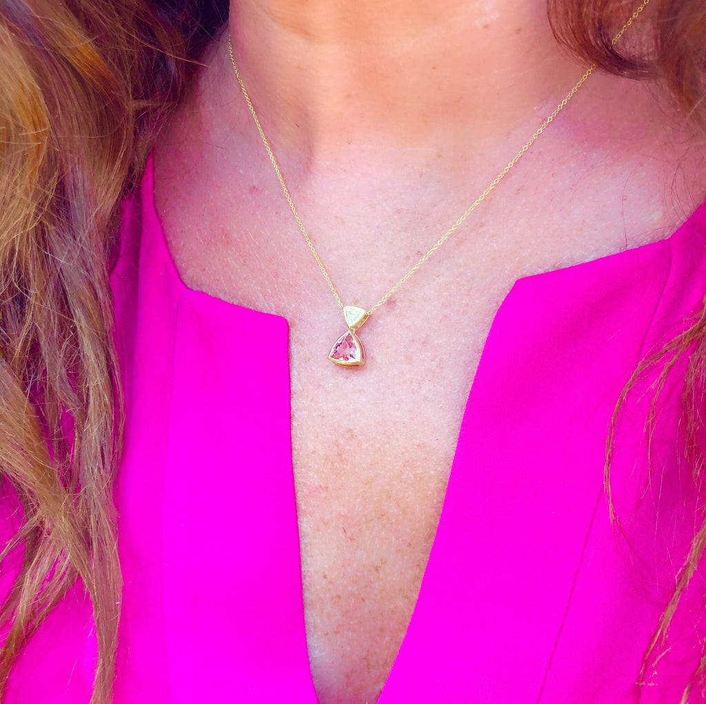 GIA No Heat 1.70-cts Pinkish Orange Sapphire Diamond Necklace