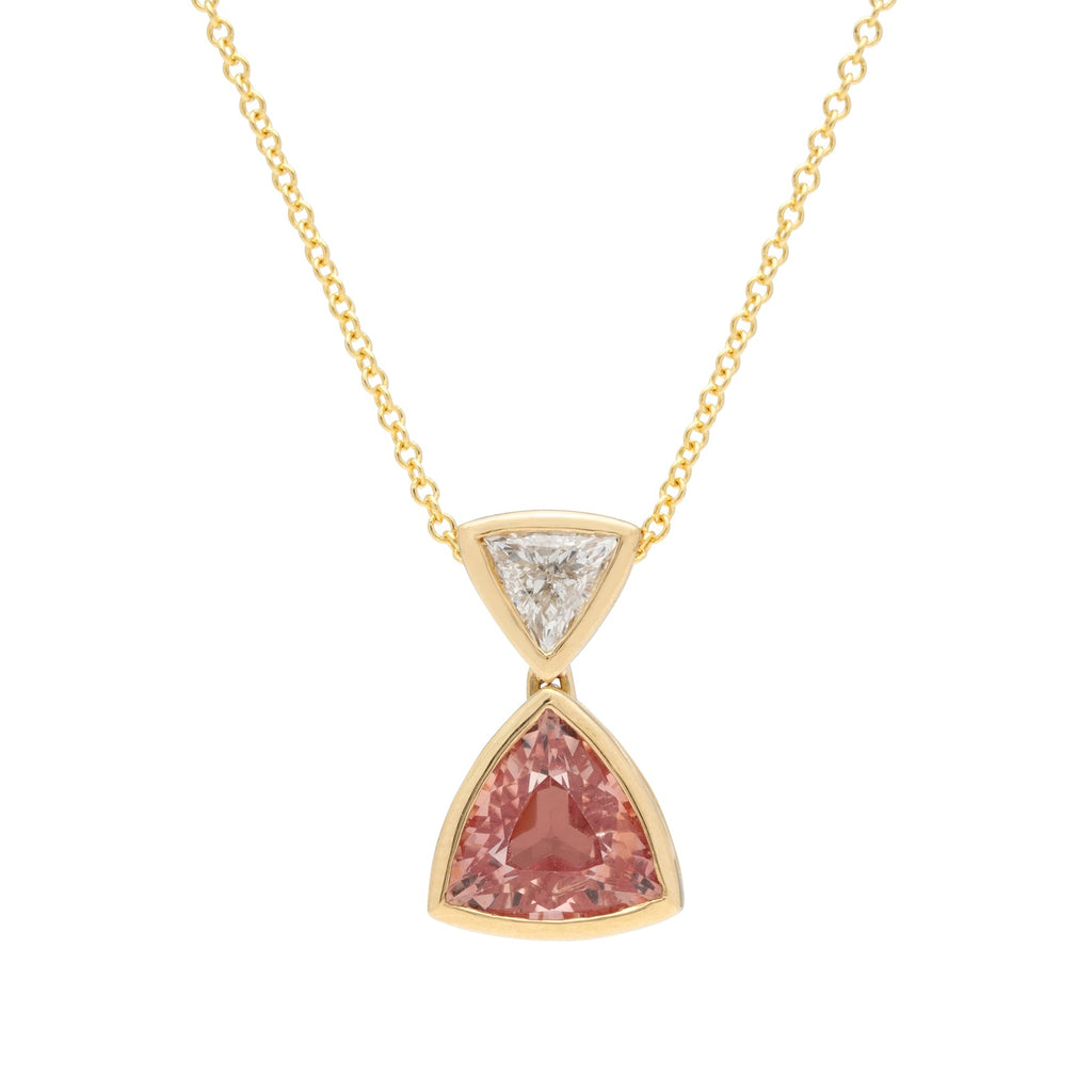 GIA No Heat 1.70-cts Pinkish Orange Sapphire Diamond Necklace