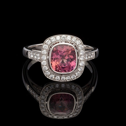 1.98ct Natural Padparadscha Sapphire & Diamond Ring