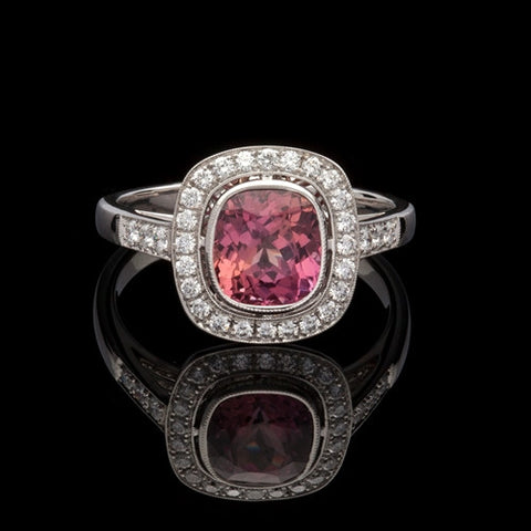 1.98ct Natural Padparadscha Sapphire & Diamond Ring