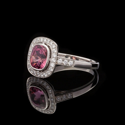 1.98ct Natural Padparadscha Sapphire & Diamond Ring