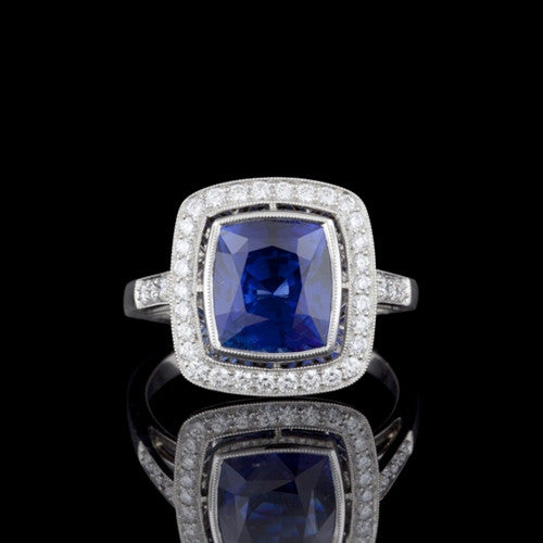 Platinum 4.42ct Sapphire & Diamond Ring