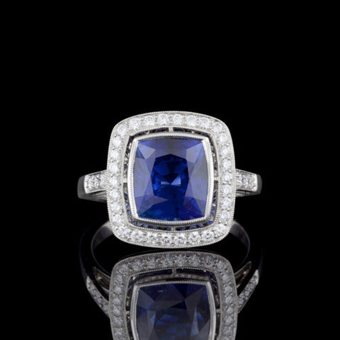 Platinum 4.42ct Sapphire & Diamond Ring