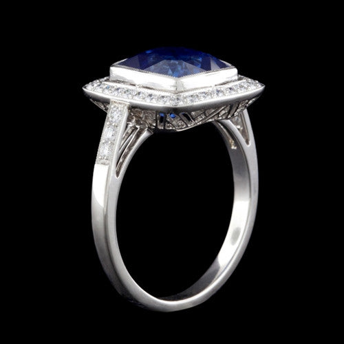Platinum 4.42ct Sapphire & Diamond Ring