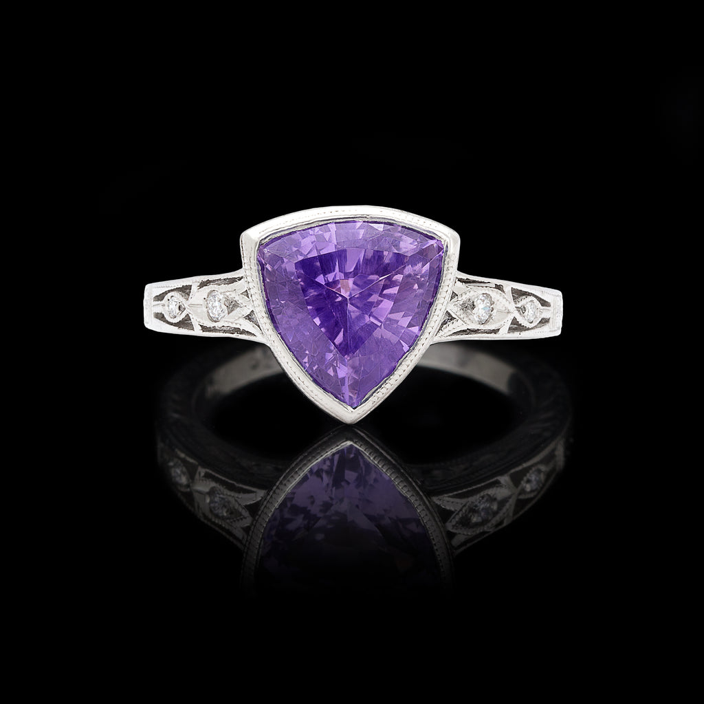 AGTA Unheated Bluish Violet Sapphire 3.38ct Ring