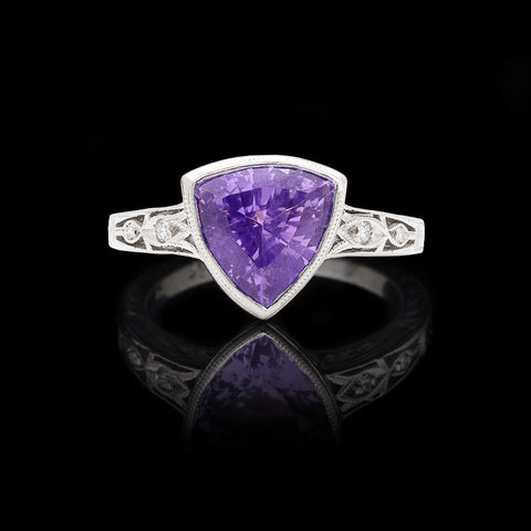 AGTA Unheated Bluish Violet Sapphire 3.38ct Ring