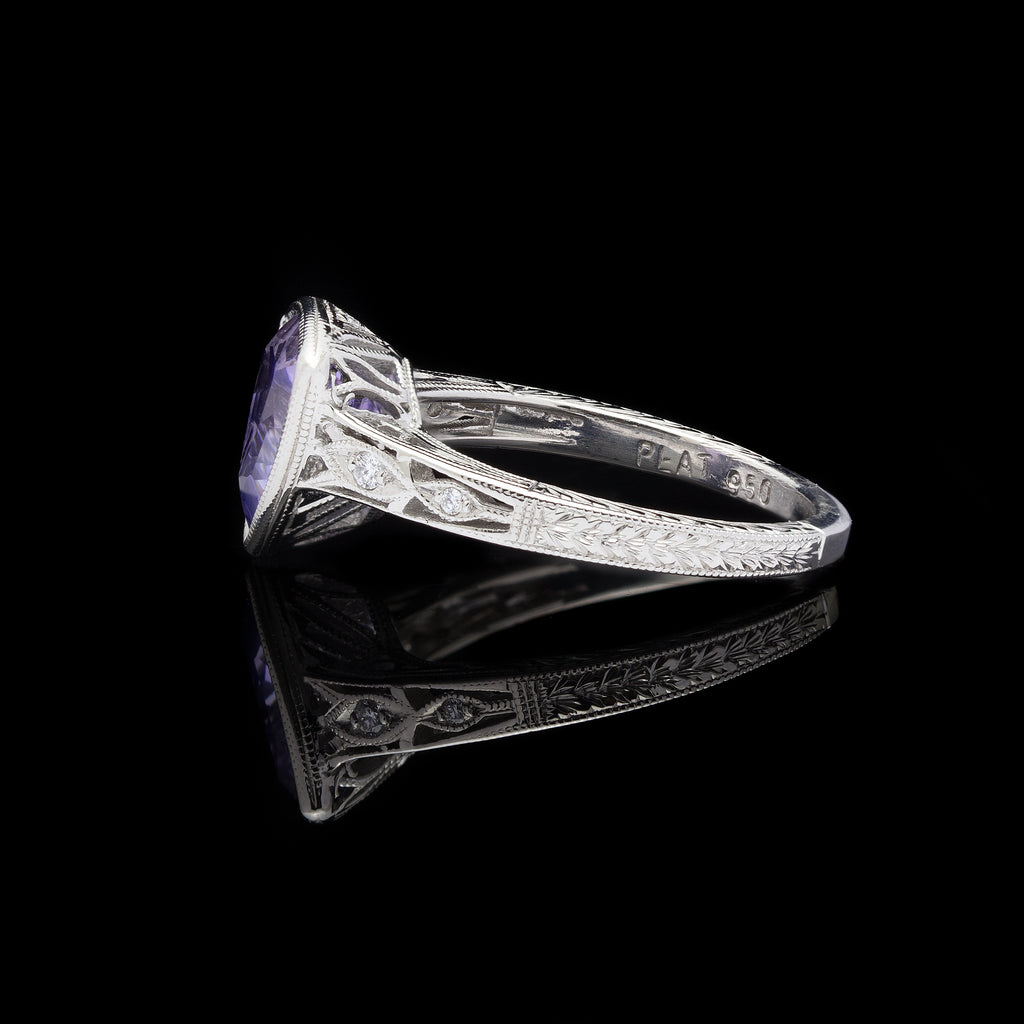 AGTA Unheated Bluish Violet Sapphire 3.38ct Ring