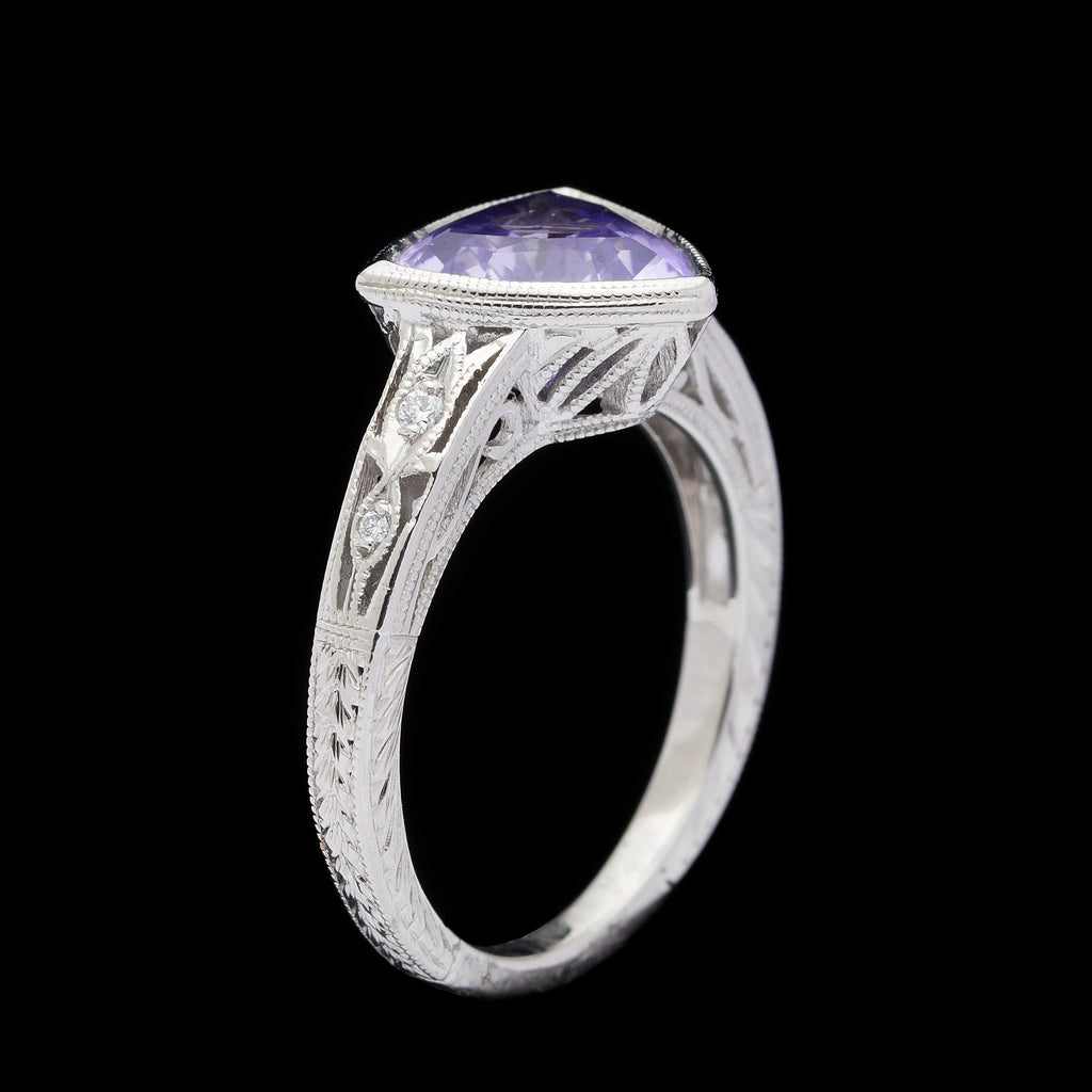 AGTA Unheated Bluish Violet Sapphire 3.38ct Ring